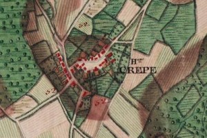 Hameau de Crepe, extrait carte Ferraris 1777 (Institut Géographique National –  www.ign.be) 