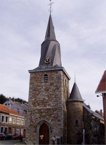 L’église de Polleur avec son fameux clocher torsadé 