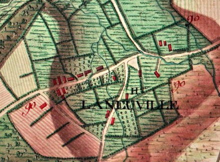 Le hameau de « La Neuville »  carte Ferraris de 1777 (I.G.N. – www.ign.be)