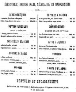 Un extrait du catalogue des produits réalisés par Jean-Pierre Tahan.