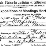 Certificats reçus par M. Detraux lors de concours aux expositions et meetings horticoles de la Société Royale l’Union des Jardiniers et Cultivateurs.