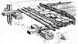 Une coupe de la chaussée romaine qui traverse les Fagnes (des études la datent du bas moyen-âge).