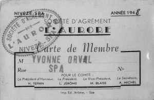 1948 : Carte de membre de la Société d’Agrément « L’Aurore »