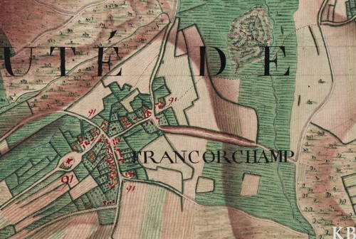 Le village de « Francorchamp », extrait de la carte Ferraris  1777 (www.ign.be)