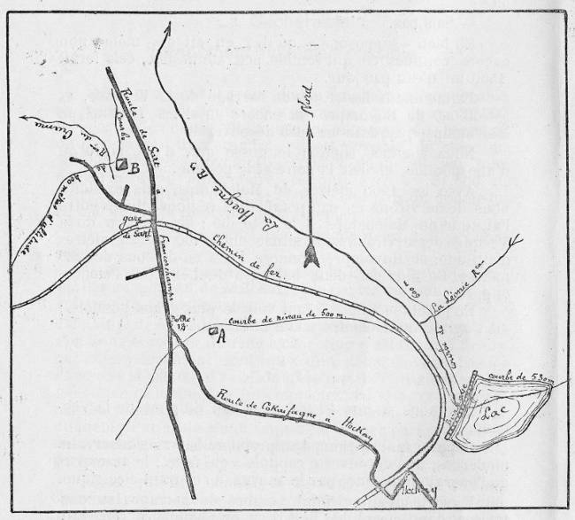 Plan de situation du barrage de la Hoëgne (Extrait de « Pour le barrage de la Hoëgne », Cdt. Lemaire)