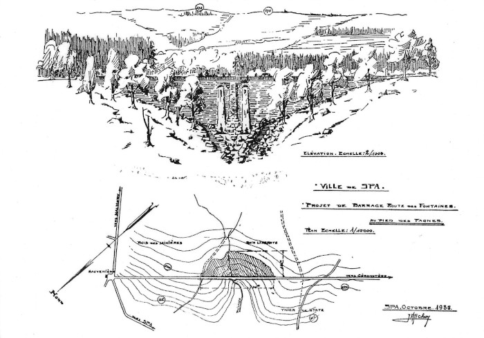 Plan de situation du barrage de la route des Fontaines (H.A.S.n°177Ch. Guilleaume)