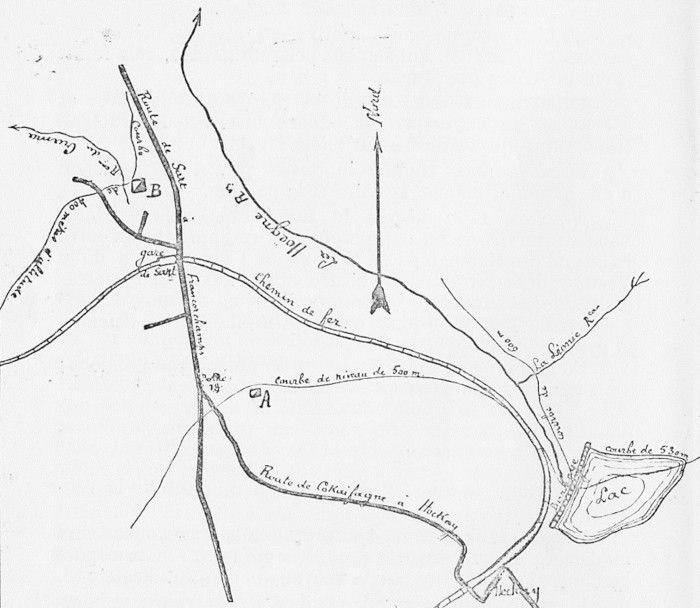 Plan de situation du barrage de la Hoëgne (Extrait de « Pour le barrage de la Hoëgne », Cdt. Charles Lemaire)