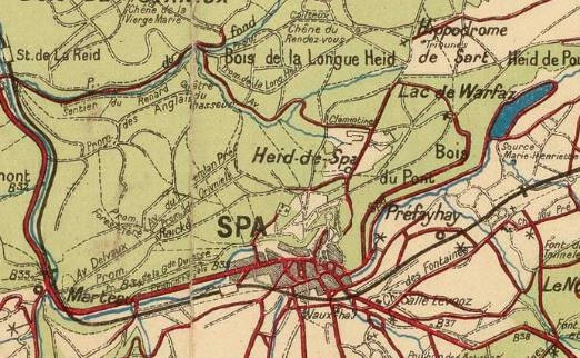Situation de l’hippodrome de Sart (Extrait de la carte « Spa et environs » de 1905)