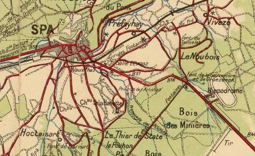 Situation de l’hippodrome de la Sauvenière (Extrait de la carte « Spa et environs » de 1905)
