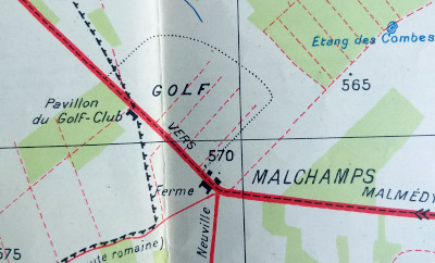 Situation du Golf de Malchamps (Extrait de la carte « Spa et environs » de 1922)